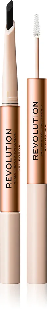 Makeup Revolution Fluffy Brow Filter Duo - Двусторонний карандаш для бровей для фиксации формы, 0.12 г