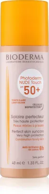 Bioderma Photoderm Nude Touch - Защитный тонизирующий флюид для жирной и комбинированной кожи SPF 50+, 40 мл
