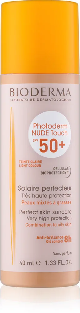 Bioderma Photoderm Nude Touch - Защитный тонизирующий флюид для жирной и комбинированной кожи SPF 50+, 40 мл, оттенок Light Colour 40 мл (BIR2267)