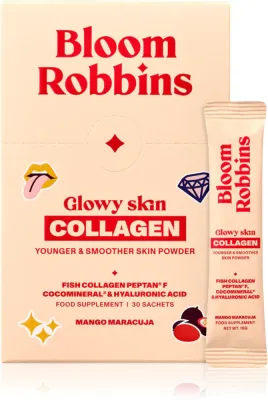 Порошок для кожи Bloom Robbins Glowy skin COLLAGEN YOUNGER SMOOTHER SKIN POWDER со вкусом манго, 30 шт вкус Mango Maracuja