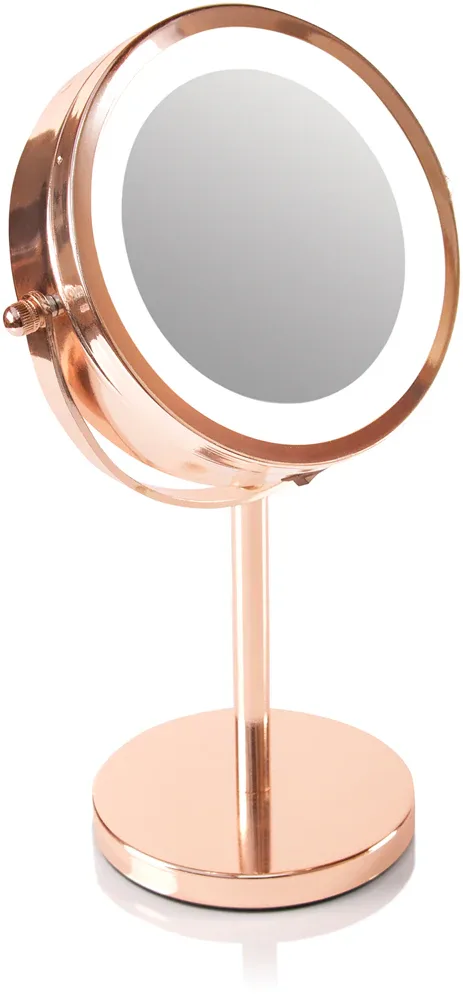 Зеркало косметическое RIO Rose gold mirror с подсветкой LED, увеличение 5х, 1 шт