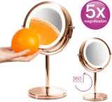 Зеркало косметическое RIO Rose gold mirror с подсветкой LED, увеличение 5х, 1 шт — фото 4