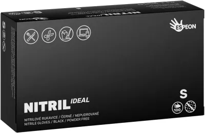 Перчатки нитриловые Espeon Nitril Ideal3 Black одноразовые, чёрные, 100 шт