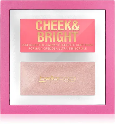 bellaoggi Cheek & Bright - Палетка румян с хайлайтером, 5 г