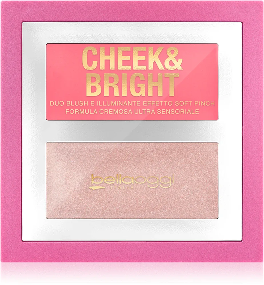 bellaoggi Cheek & Bright - Палетка румян с хайлайтером, 5 г, оттенок Pink Shy