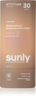 Attitude Sunly Tinted Face Stick - Минеральный крем для загара в стике SPF 30, 20 г