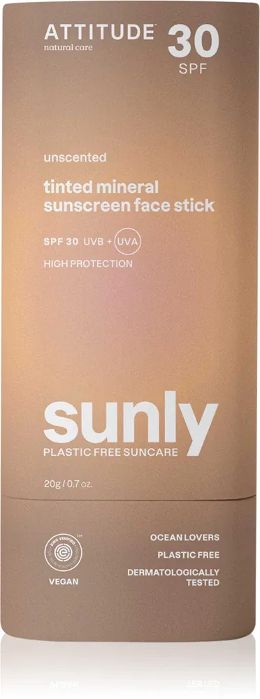 Attitude Sunly Tinted Face Stick - Минеральный крем для загара в стике SPF 30, 20 г