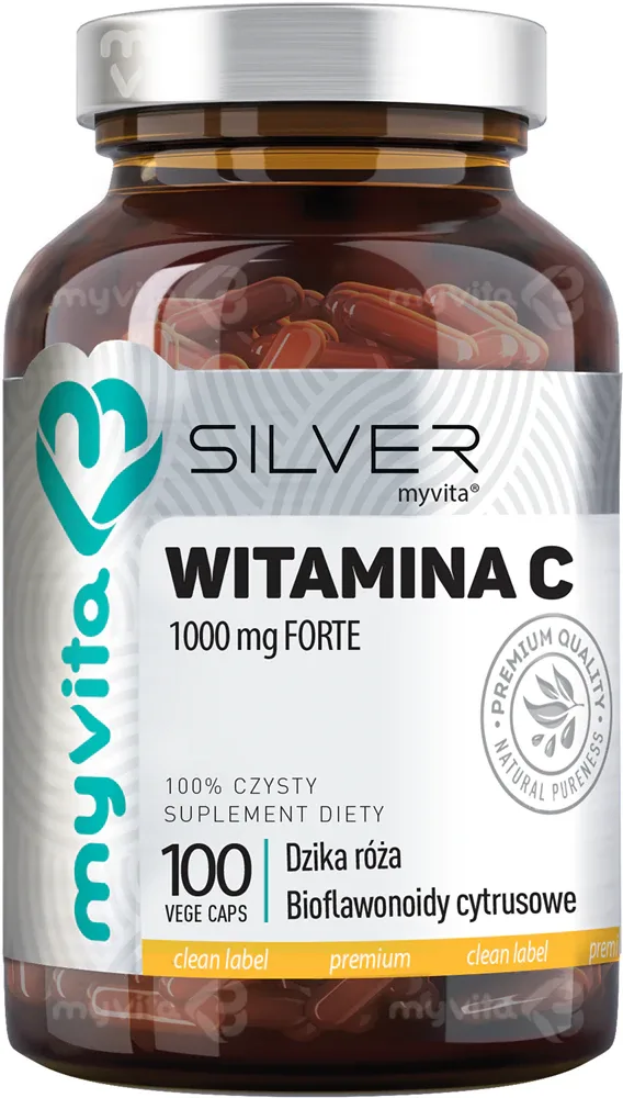 Капсулы MyVita Silver witamina C forte 1000mg с биофлавоноидами цитрусовых, 100 капсул с витамином C