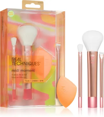 Real Techniques Orange Crush - Косметическая кисть для путешествий, 4 шт