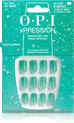 Накладные ногти OPI Make 'Em Jelly! XPRESS/ON гелевый эффект, сине-зелёные, 30 шт All Teal, All Shade