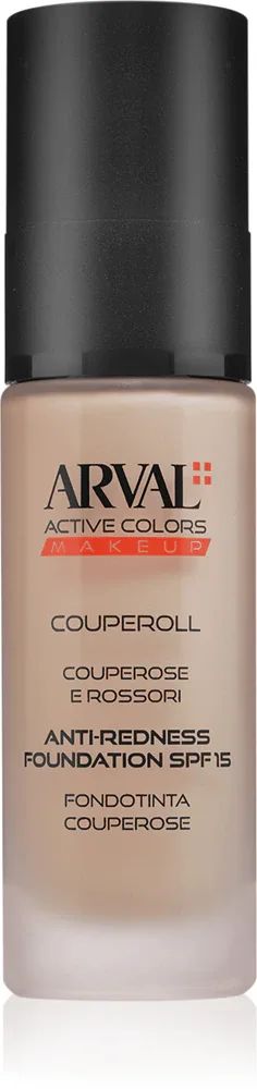 Arval Couperoll Anti-redness foundation SPF15 - Тональный фонд с SPF 15, 30 мл, оттенок 02 Pink Beige
