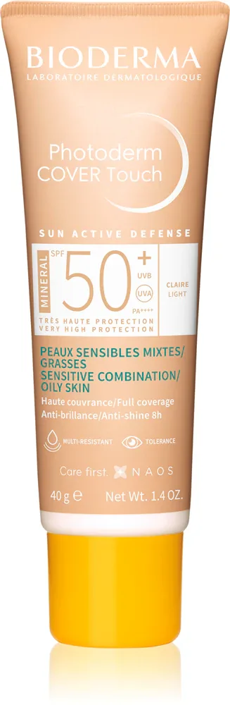 Bioderma Photoderm Cover Touch - Тональный крем с высоким уровнем защиты SPF 50+, 40 г, оттенок Light