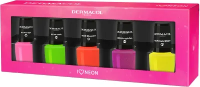 Dermacol Neon - Набор неоновых лаков для натуральных и искусственных ногтей, подарочный набор