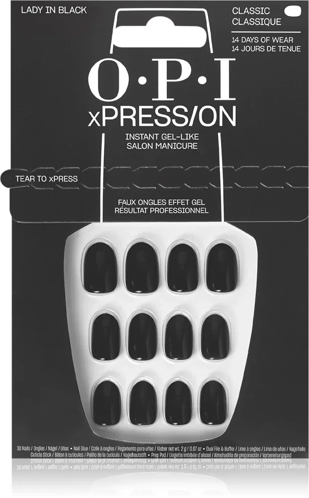 Накладные ногти OPI xPRESS/ON, 30 шт, оттенок Lady in Black