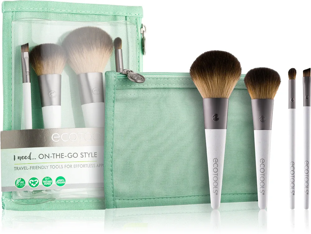 EcoTools On-The-Go Style - Набор кистей для макияжа, 4 шт