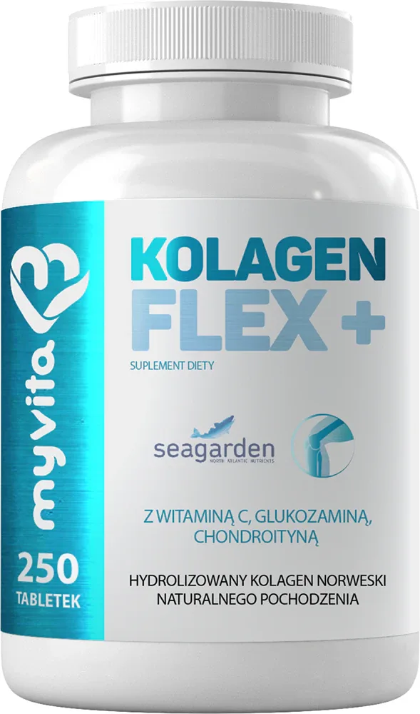 Таблетки MyVita Kolagen Flex+ для суставов, коллагеновые пептиды и апельсин, 250 таблеток