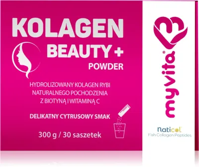 Биологически активная добавка к пище MyVita Коллаген Beauty+ в порошке, для кожи, ногтей и волос, 30× 10 г вкус Citrus