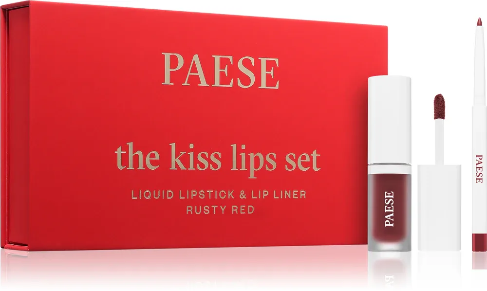 Paese The Kiss Lips Set Rusty Red - Подарочный набор оттенка 04 Ржаво-красный, оттенок 04 Rusty Red