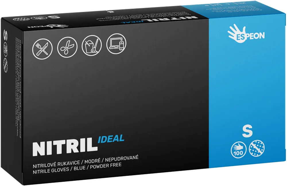 Перчатки нитриловые Espeon Nitril Ideal3 Blue одноразовые, синие, 100 шт