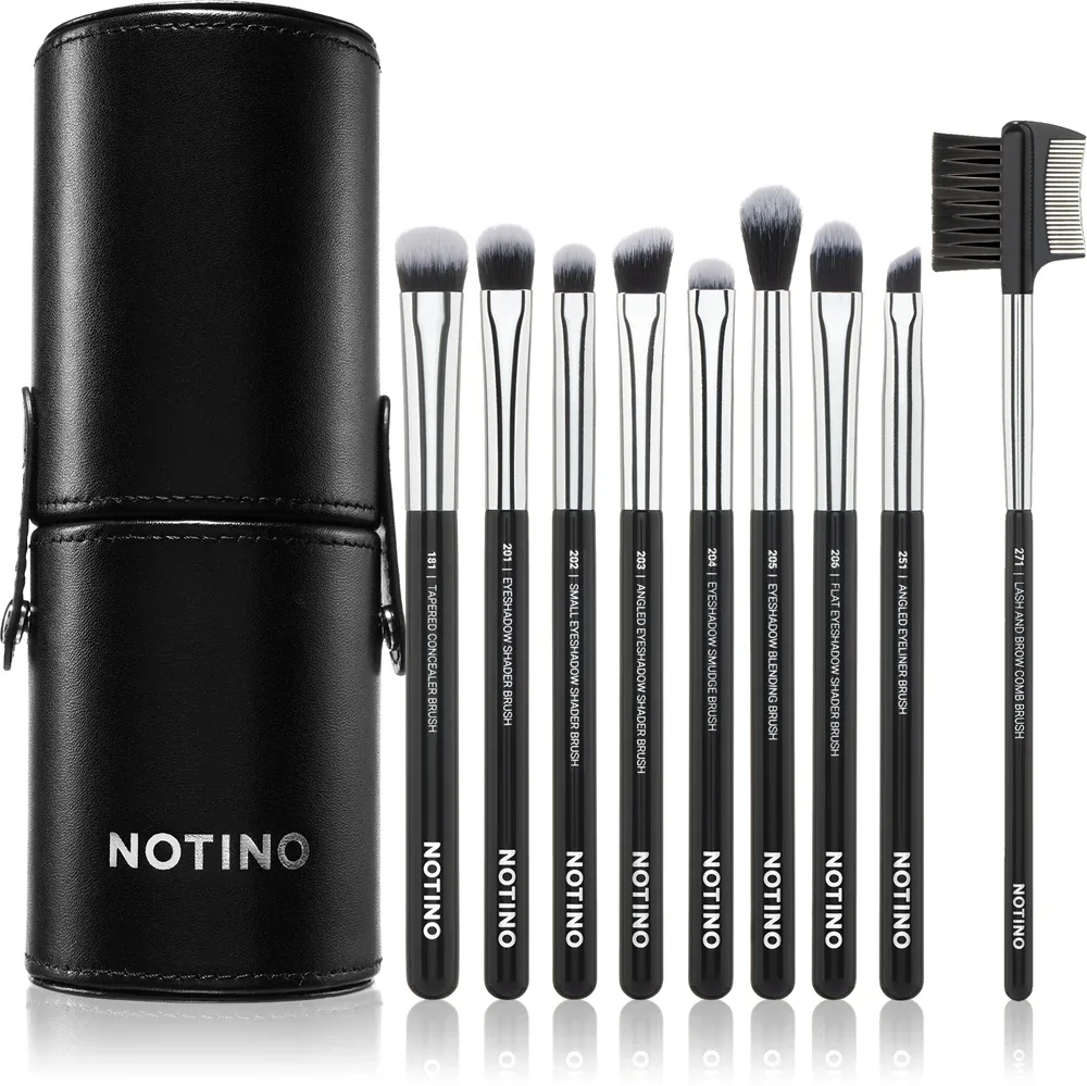 Notino Makeup Brushes Eye Area Professional Make-Up Brush Set - Набор кистей с чехлом, 9 шт
