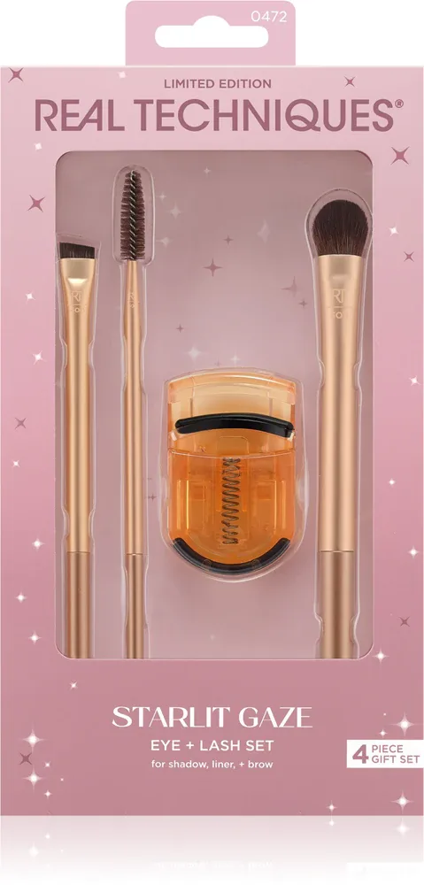Real Techniques Starlit Gaze Eye + Lash Set - Набор кистей для глаз и бровей, 4 шт