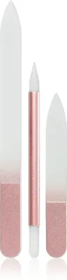 Набор для маникюра Crystal Bohemia Pink стеклянный, с пилками и палочкой для кутикулы