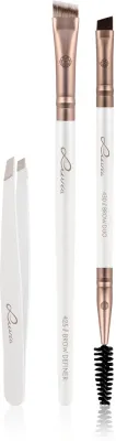 Luvia Cosmetics Prime Vegan Brow Kit - Палитра для коррекции бровей Жемчужно-белая Pearl White / Metallic Coffee Brown, 3 шт