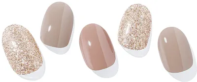 Гель-стикеры для ногтей ohora Gel Nail Sticker N Carmel, коричнево-золотистые, с эффектом глиттера, 1 шт