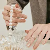Гель-стикеры для ногтей ohora Gel Nail Sticker N Carmel, коричнево-золотистые, с эффектом глиттера, 1 шт, оттенок ND-315 — фото 4