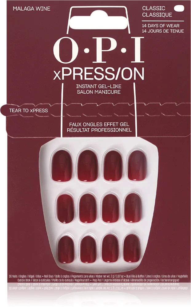 OPI xPRESS/ON - Искусственные ногти Malaga Wine, 30 шт