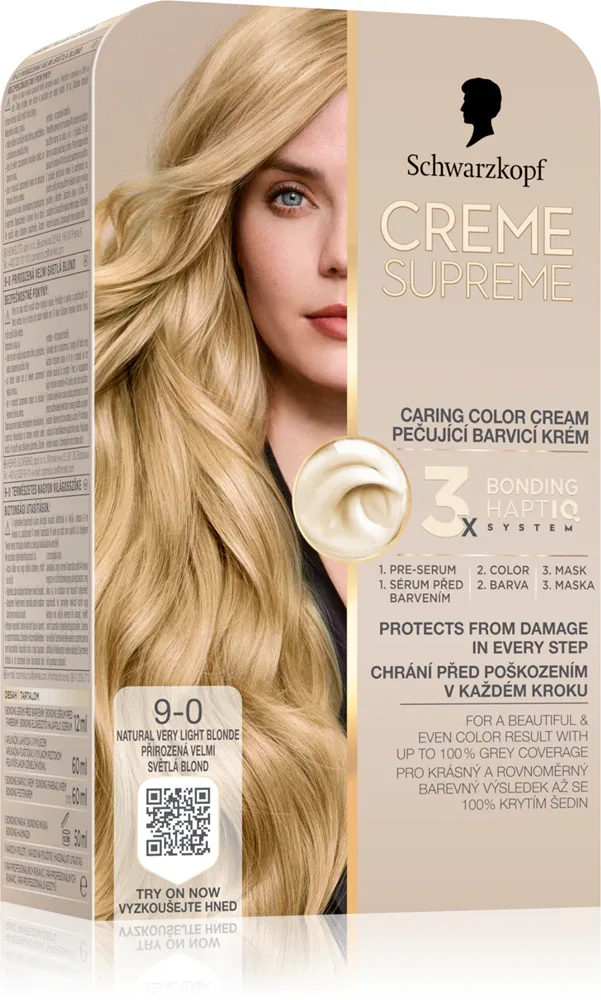 Schwarzkopf Creme Supreme - стойкая краска для волос, 60 мл, оттенок 9-0 Natural Very Light Blonde