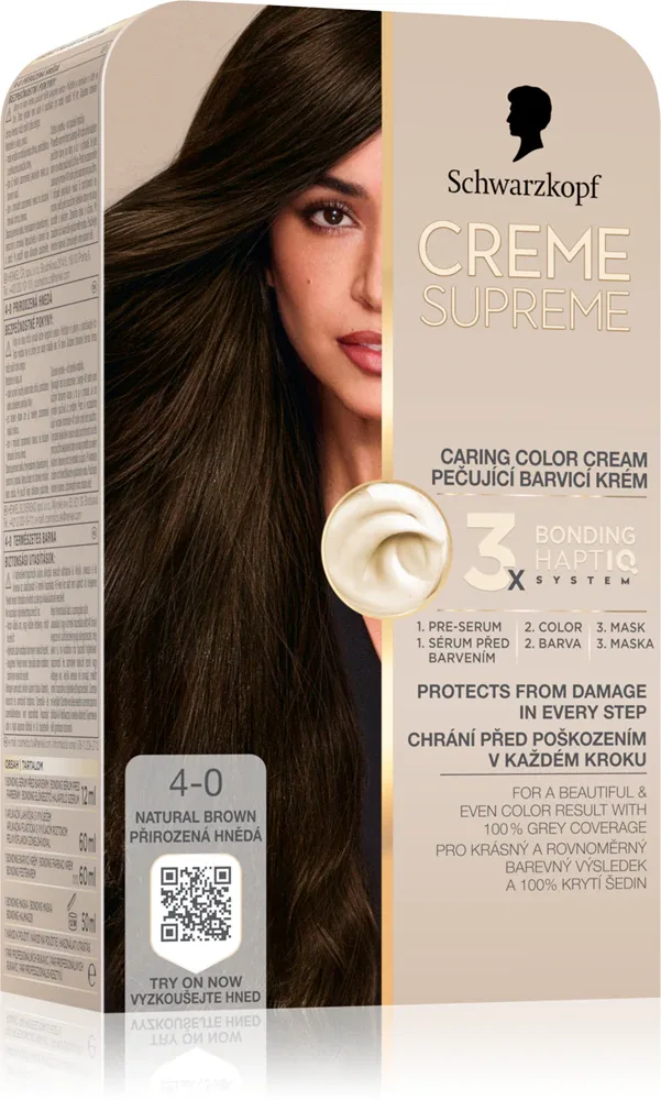 Schwarzkopf Creme Supreme - стойкая краска для волос, 60 мл, оттенок 4-0 Natural Brown