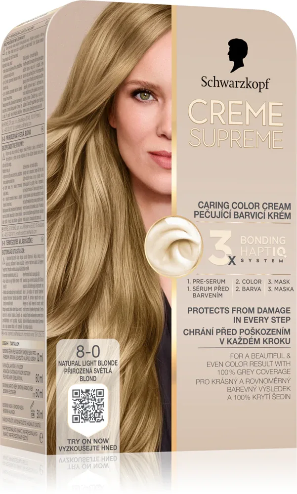 Schwarzkopf Creme Supreme - стойкая краска для волос, 60 мл, оттенок 8-0 Natural Light Blonde