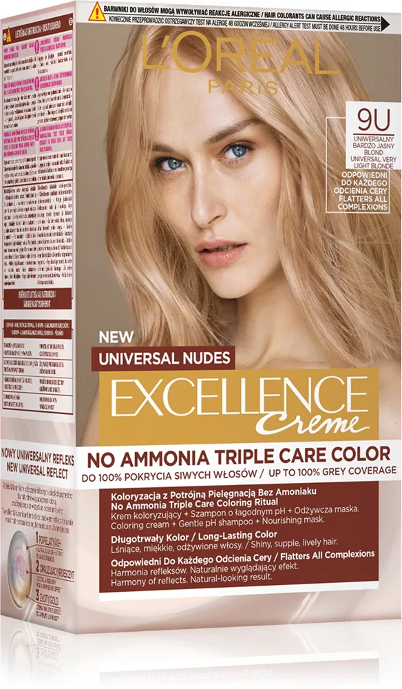 L’Oreal Paris Excellence Universal Nudes - стойкая краска для волос, 1 шт, оттенок VLT BLOND 9U