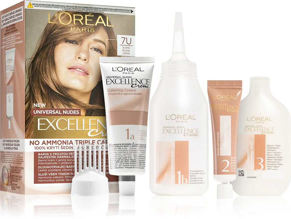 L’Oreal Paris Excellence Universal Nudes - стойкая краска для волос, 1 шт, оттенок 7U