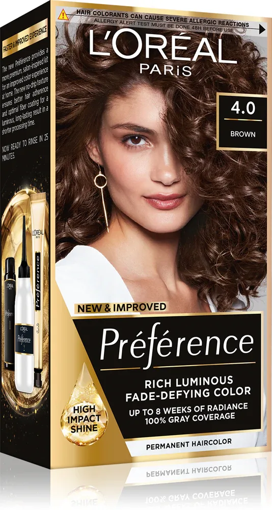 Краска для волос L’Oreal Paris Preference Cool Blondes стойкая, для домашнего окрашивания, 1 шт, оттенок 4.0 Tahiti Brown