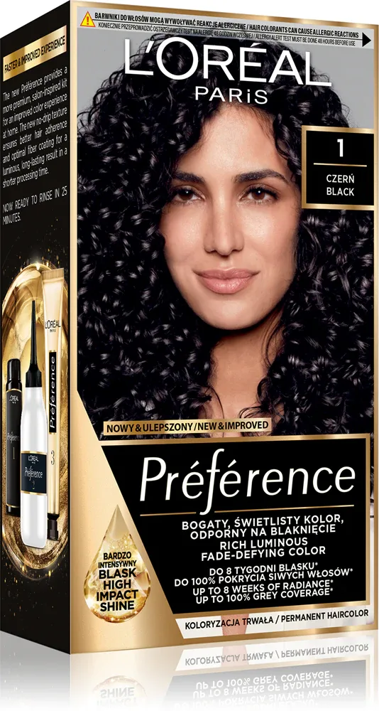 Краска для волос L’Oreal Paris Preference Cool Blondes стойкая, для домашнего окрашивания, 1 шт, оттенок 1 Black