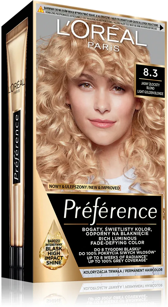 L’Oreal Paris Preference - Краска для волос, 1 шт, оттенок 8.3 Light golden blonde