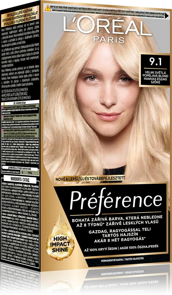 L’Oreal Paris Preference - Краска для волос, 1 шт, оттенок 9.1 Viking Light Ash Blonde