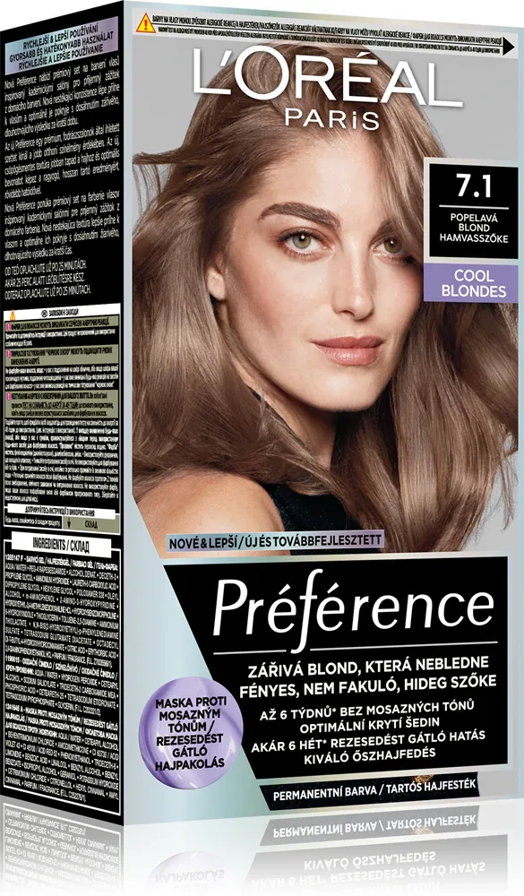 L’Oreal Paris Preference - Краска для волос, 1 шт, оттенок 7.1 Ashy Blond