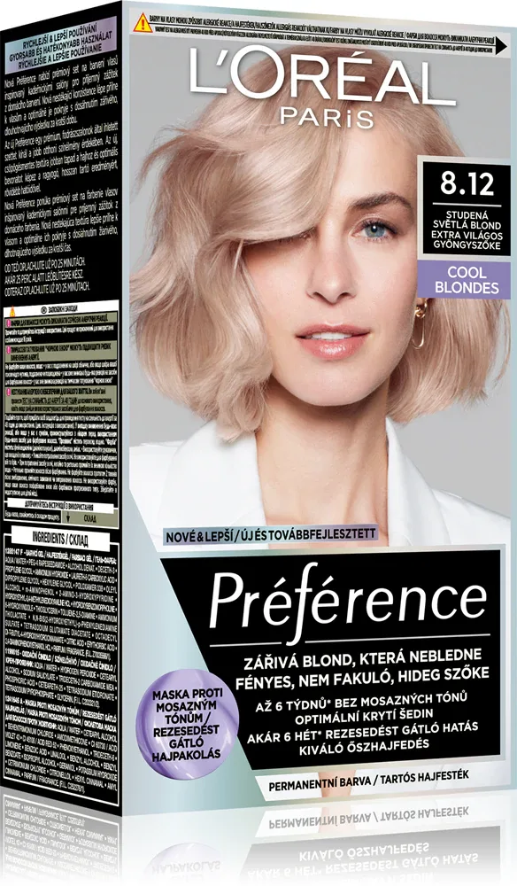 L’Oreal Paris Preference - Краска для волос, 1 шт, оттенок 8.12 Light Ash Beige Blonde