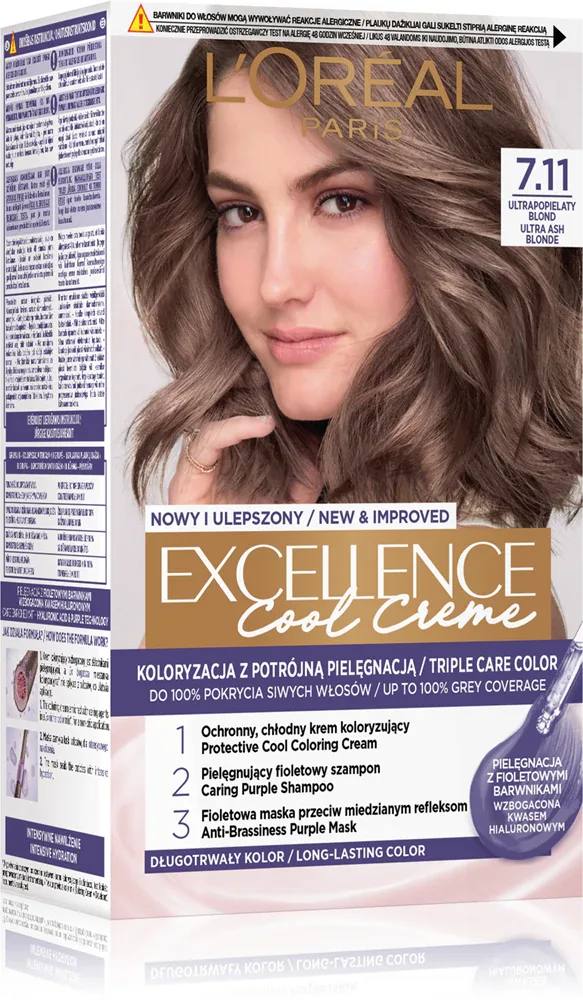 L’Oreal Paris Excellence Cool Creme - Краска для волос, 1 шт, оттенок 7.11 Ultrapopielaty blond