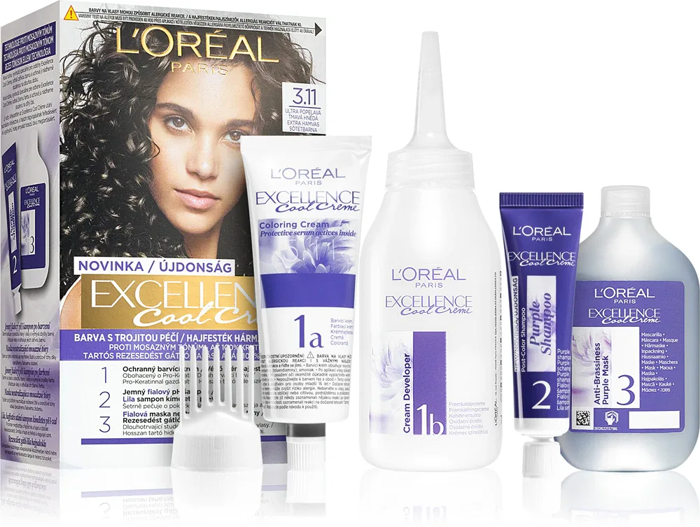 L’Oreal Paris Excellence Cool Creme - Краска для волос, 1 шт, оттенок 3.11 Ultra Ash Dark Brown