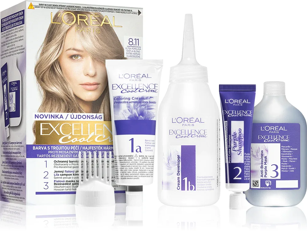 L’Oreal Paris Excellence Cool Creme - Краска для волос, 1 шт, оттенок 8.11 Ultra Ash Light Blond