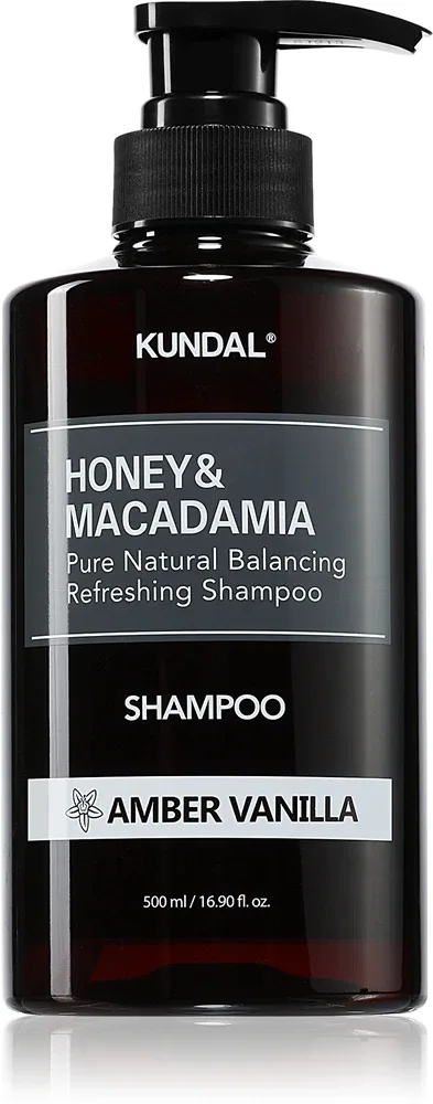KUNDAL Honey & Macadamia Amber Vanilla - Натуральный шампунь для сухих и поврежденных волос, 500 мл