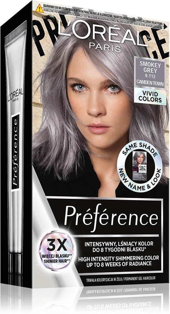 L’Oreal Paris Preference Vivid Colors - Краска для волос, 1 шт, оттенок 9.112 Smokey Grey