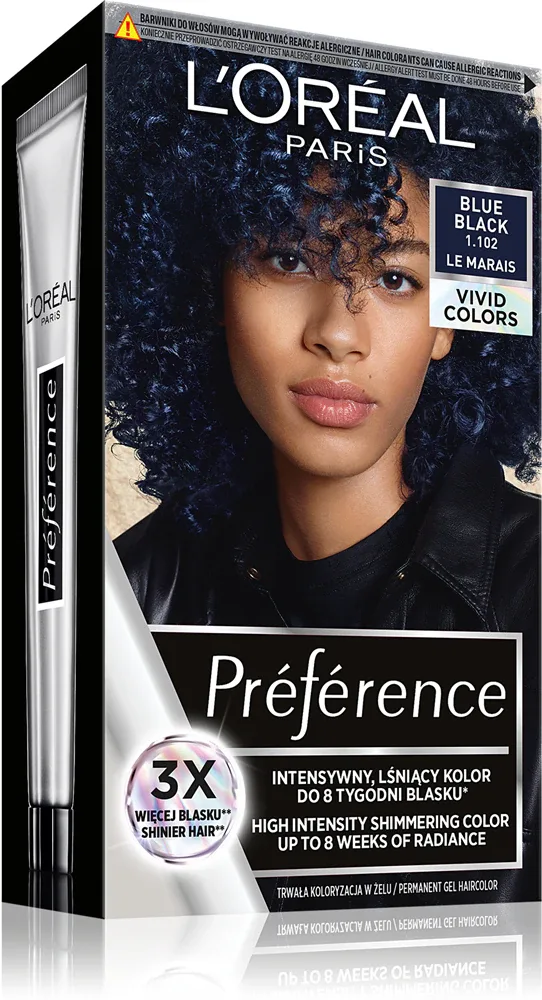 L’Oreal Paris Preference Vivid Colors - Краска для волос, 1 шт, оттенок 1.102 Blue Black