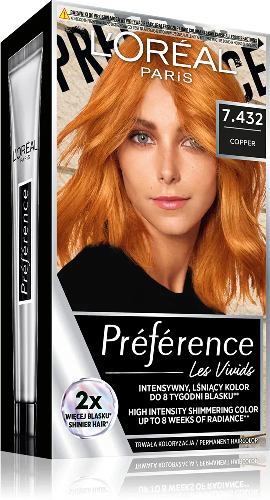 L’Oreal Paris Preference Vivid Colors - Краска для волос, 1 шт, оттенок 7.432 Copper