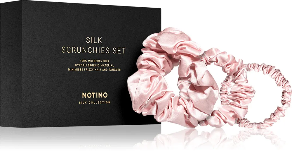 Набор резинок для волос Notino Silk Collection Scrunchie Set шёлковых, 3 размера, 3 шт, оттенок Pink