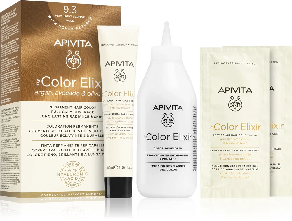Apivita My Color Elixir - Краска для волос без аммиака, 1 шт, оттенок 9.3 Very Light Blonde Gold